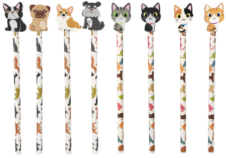 Matita con gommina "cani e gatti"